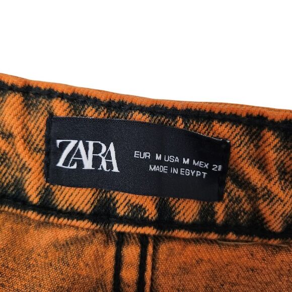 Zara Denim Skirt Womens Medium Orange Mini Bloggers Favorite Boho High-Rise NWOT - Picture 2 of 9